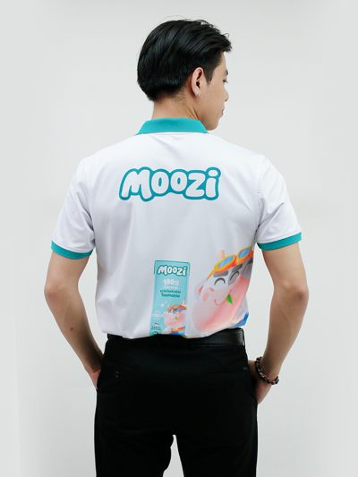Mẫu áo thun đồng phục nhân viên tiếp thị sữa moozi được sản xuất tại công ty may GFC Garment